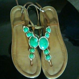 Silver & Turquoise Sandals Melani Leather